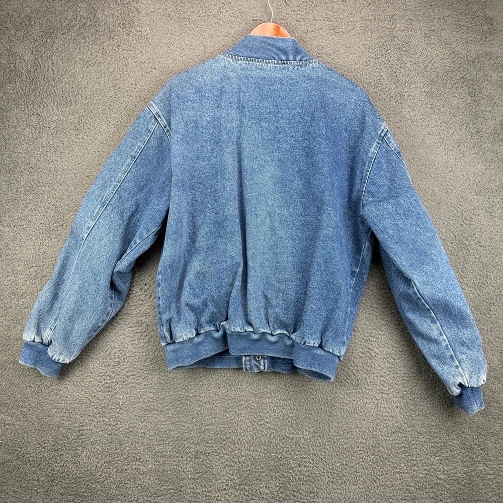 Hartwell ViaSport Mens Blue Denim Bomber Jacket Star Logo Vintage Size L 11718